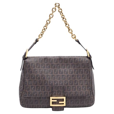 fendi brown zucchino coated canvas mama baguette shoulder bag|Fendi chenille bag.